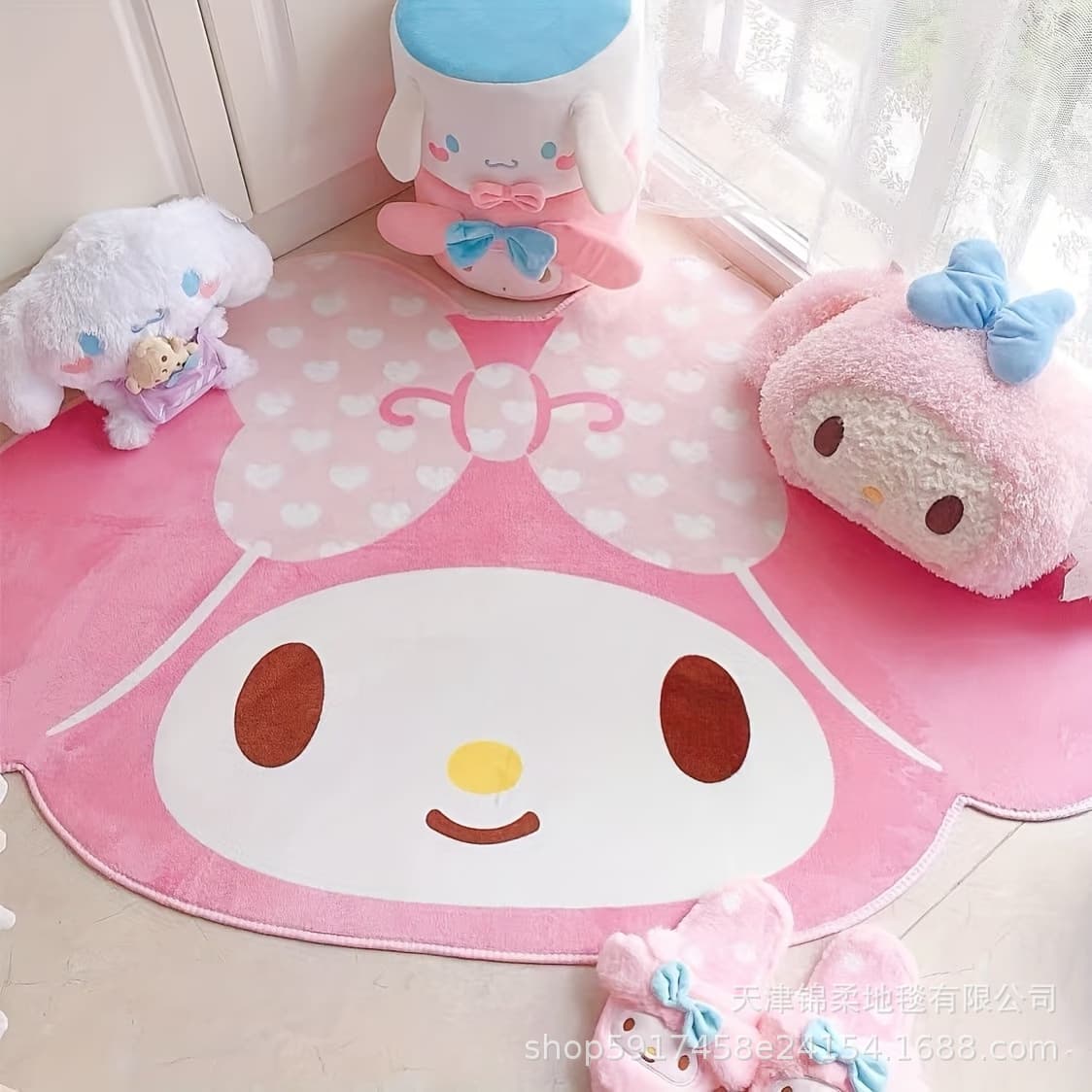 Melody Girl Style Bedside Rug, Faux Cashmere Skin-Friendly, Cold-Proof and Wear-Resistant Rug for Balcony and Window Sill, Drop Shipping