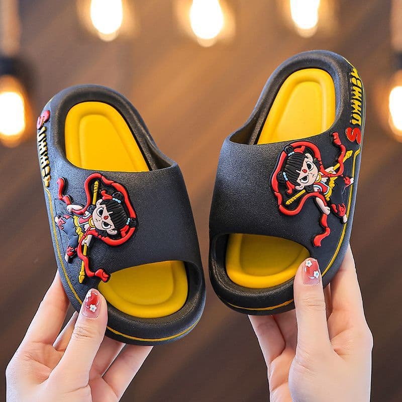 New Boy Nezha Cartoon Slippers Children's Summer Home Anti-Slip Indoor Soft Sole Baby Boys Girls