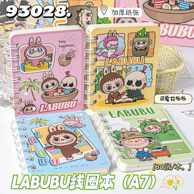 A7 Side-Flip Spiral Notebook - Student Small Notebook, Labubu Diary, Portable Office Notepad Wholesale