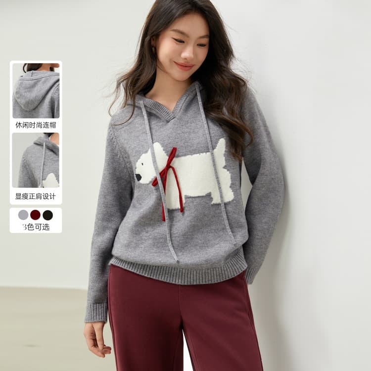 【Youthful Puppy Style Casual Hooded Sweater】Qianlixiu Plus Size Women's Clothing 2025 Spring New Arrival