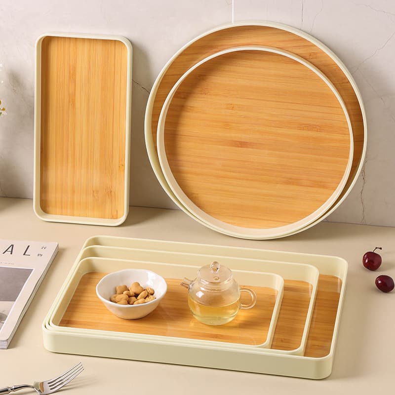 Melamine Tray Kitchen Home Light Luxury Tea Cup Water Cup Tea Tray Ins Japanese Style Living Room Fruit Plate Dinner Plate