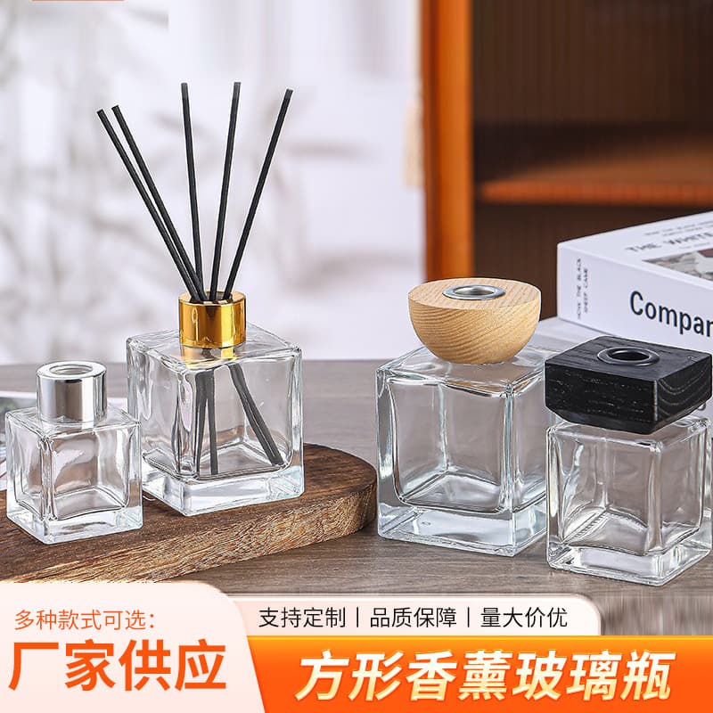 Square Aroma Bottle Thickened Glass Reed Diffuser Bottle In Stock Simple Flameless Fragrance Bottle Empty Car Diffuser Bottle
