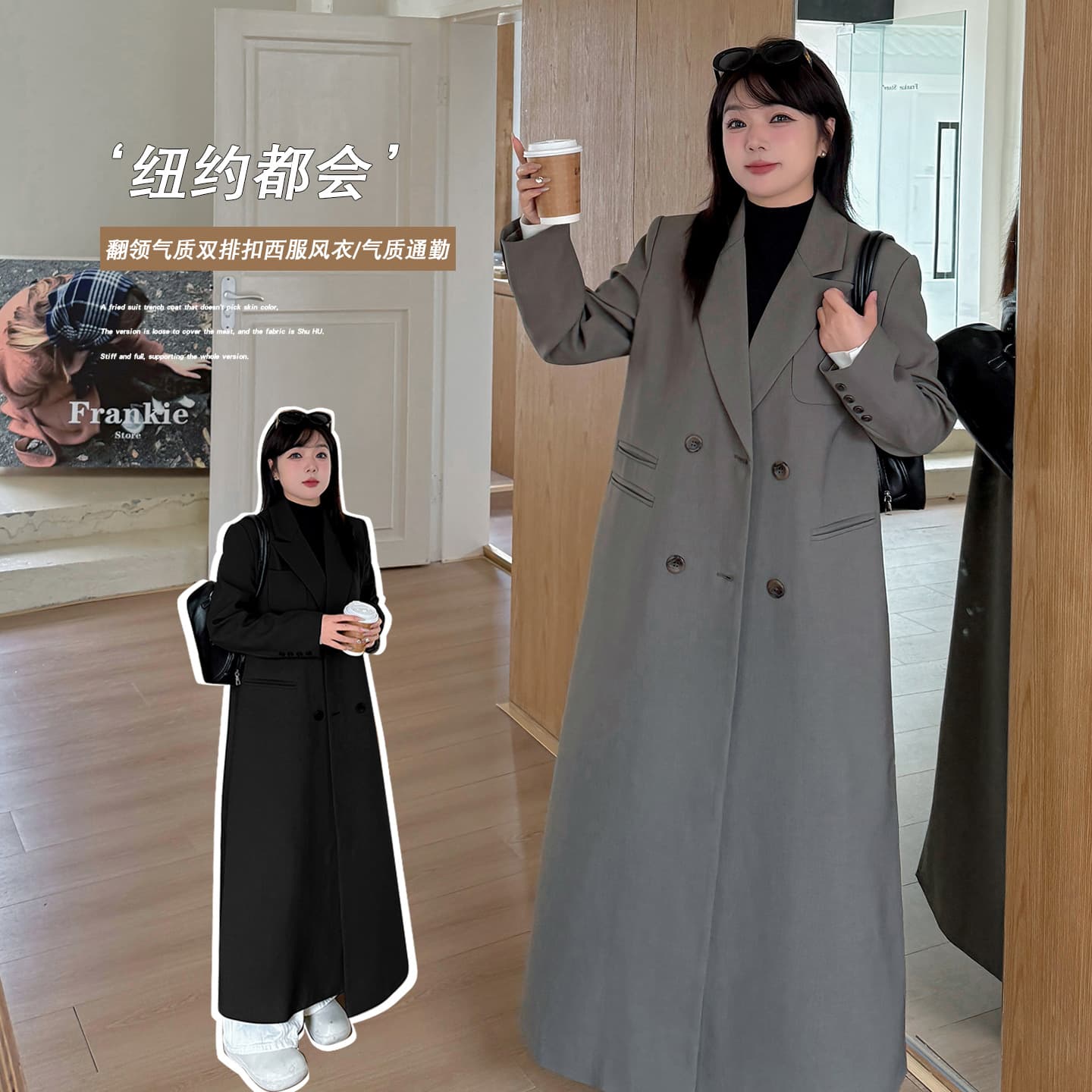 2502 Xuanchen Plus Size Women's Clothing Autumn New Arrival for Curvy Women: Elegant and High-End Commuter Style Trench Coat, Overcoat, and Suit Jacket