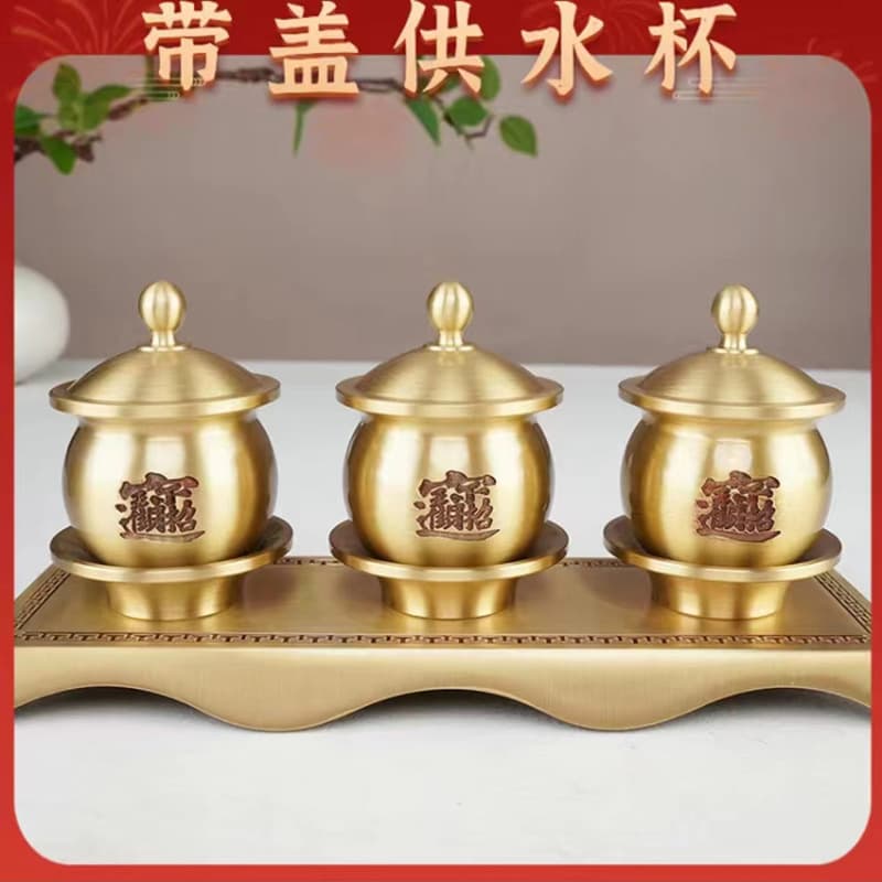 Brass Water Offering Cup Plain Cup Holy Water Cup Clean Water Cup for Home Temple Use Copper Offering Cup