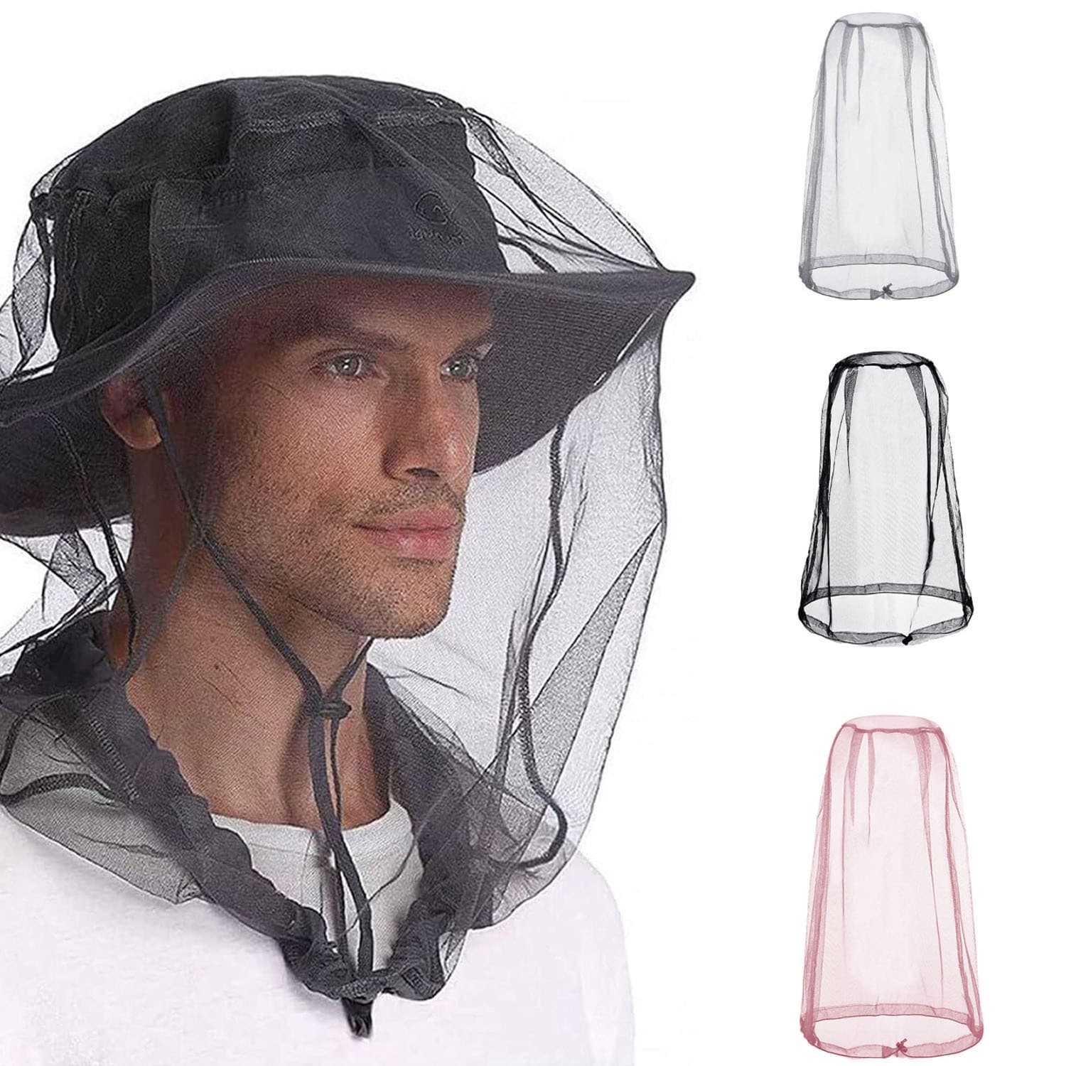 Mosquito Repellent Hat Mosquito Mask Head Net Mesh Headwear Head Protection Net Outdoor Fishing Anti-Mosquito Hat Head Mosquito Net