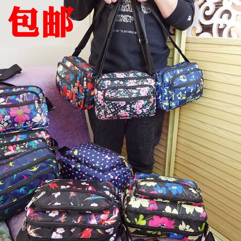 New Mom Bag Oxford Cloth Stall Bag Women's Floral Crossbody Bag Elderly Casual Canvas Shoulder Bag Cloth Bag