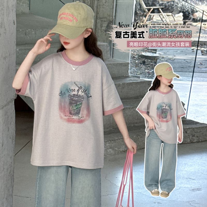 Zhili children's clothing girls short-sleeved T-shirt 2026 new style medium and large children summer super good-looking cartoon half-sleeved children and girls