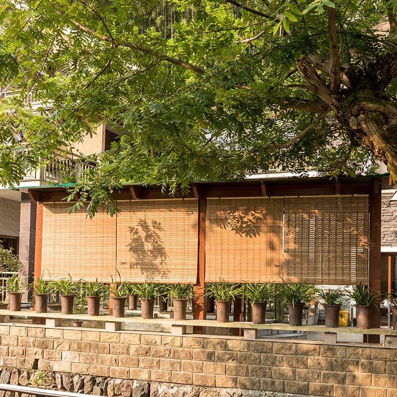 Bamboo Roman Shades - Outdoor Woven Blinds for Tea House/B&B/Hotel, Balcony Sun Blocking Bamboo Curtains