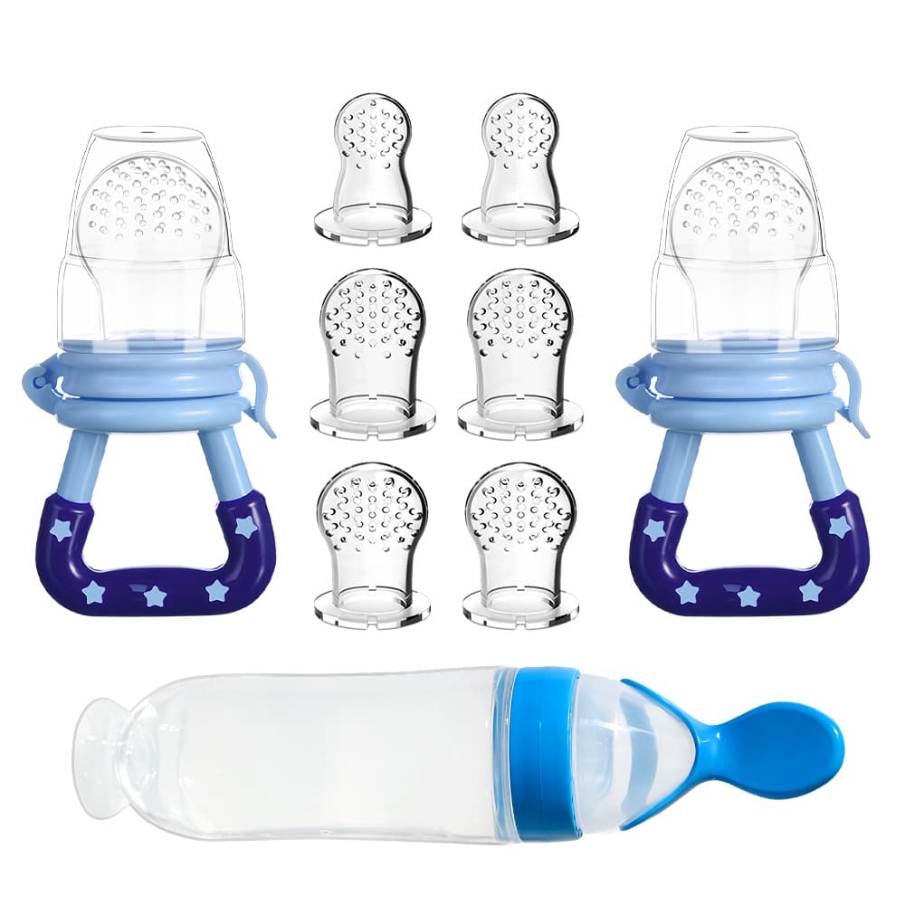Baby Rice Paste Suction Bottle Teether Set Squeeze Spoon Feeding Spoon Silicone Rice Cereal Bottle Factory Direct
