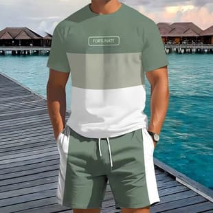 3D Digital Print Casual Set Color Block Print Area Color Block