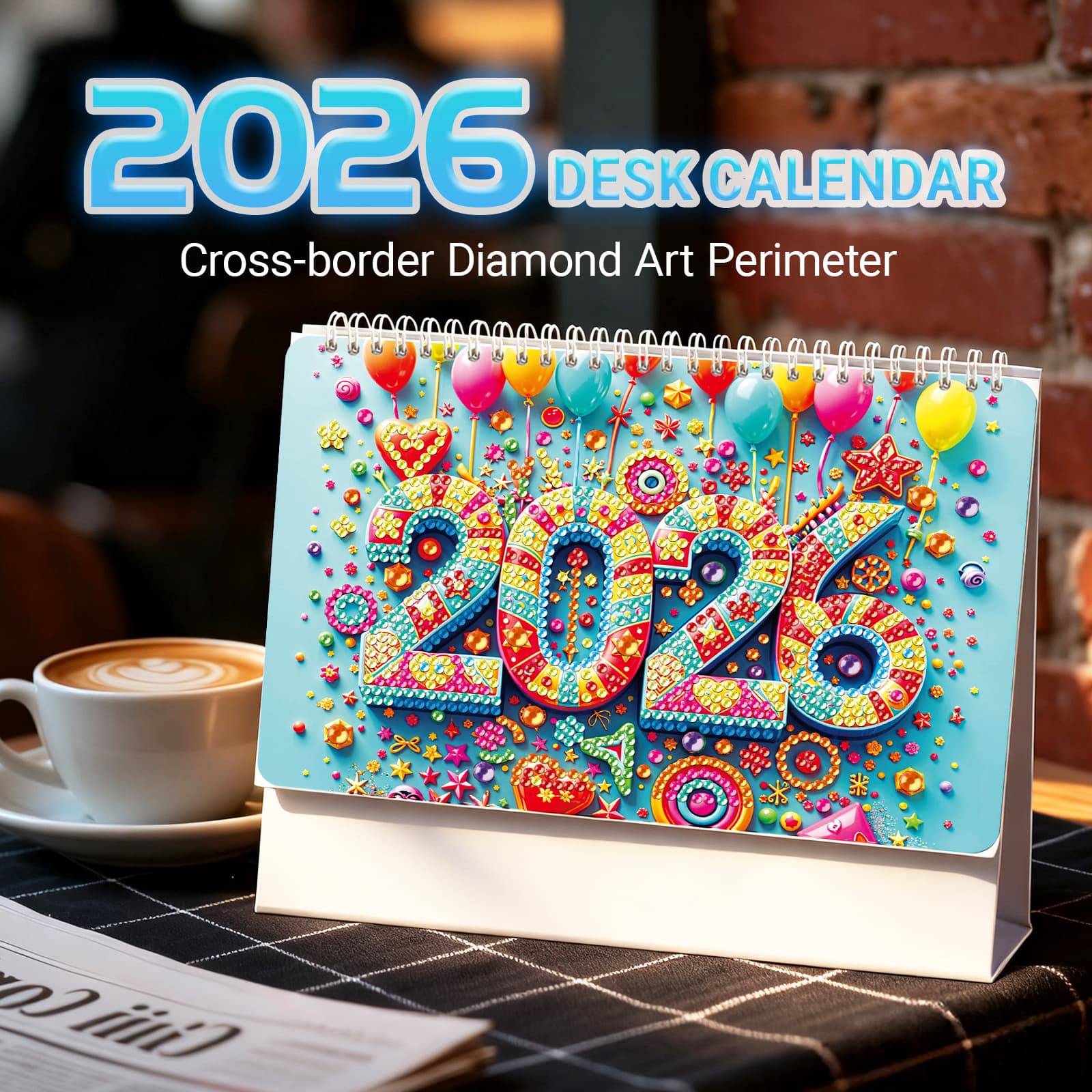 TL003 Diamond Painting Calendar DIY Cartoon Handmade Cross-Border Wholesale Factory Point Drill Painting 2026 New Desk Calendar