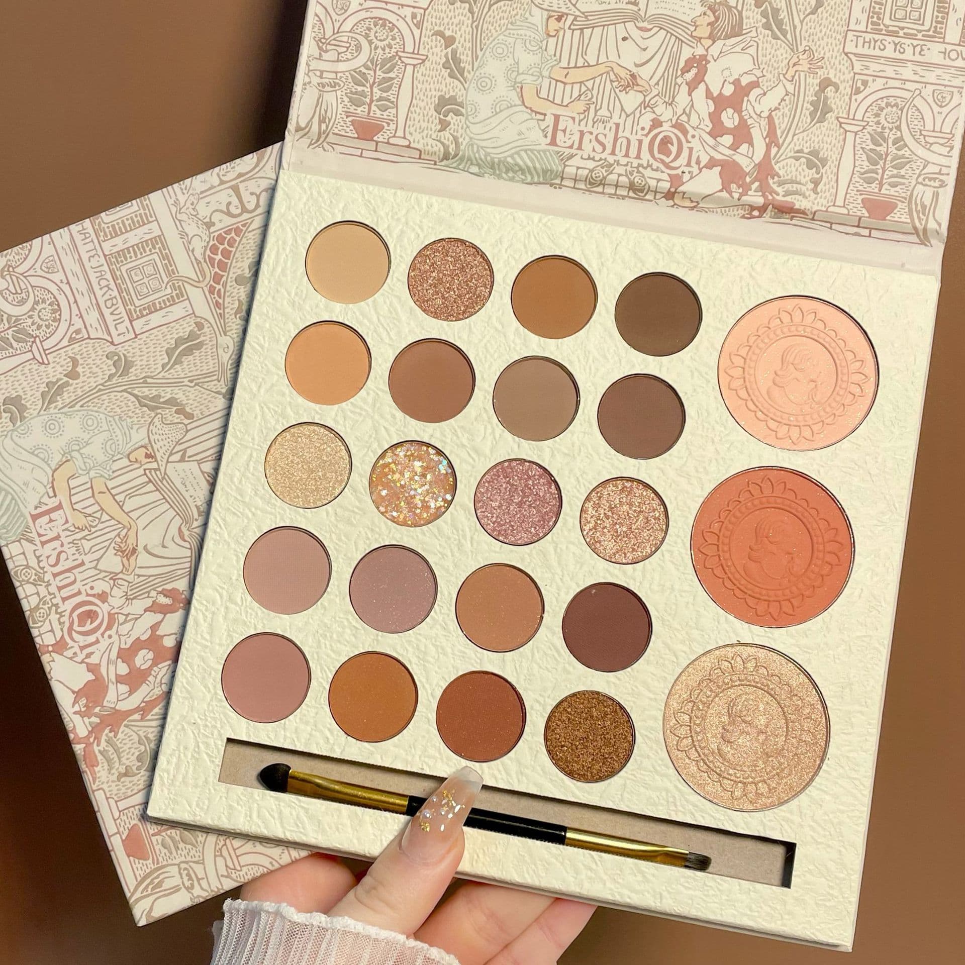 Ultra-New Ershiqi Everlasting Vow Eyeshadow Palette Glitter Sequin Waterproof Blush All-in-One Ultra-Hot Live Broadcast Exclusive
