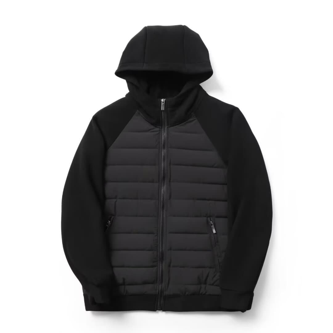 Cross-border outdoor style, can be used for live streaming, popular knitted patchwork sports hooded jacket, unisex couple lightweight down jacket