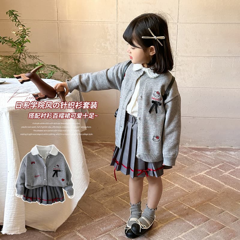 In Stock Fan Special 2025 Autumn Korean Style Girls Campus Academy Medium Small Child Sweater Cardigan Stylish