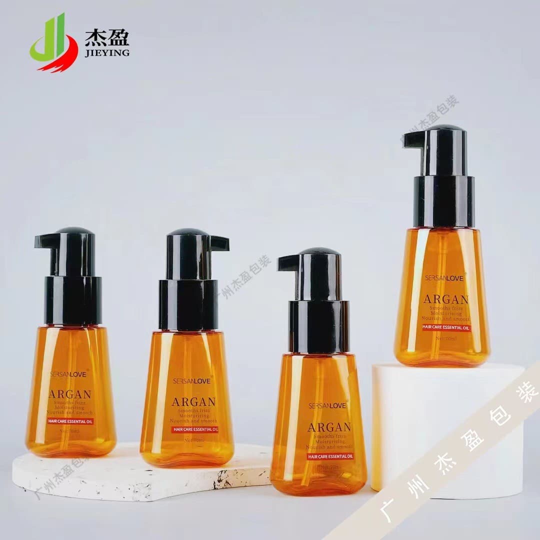 70ml Amorepacific-style PET hair oil bottle; 70ml 20-tooth Moroccan hair oil bottle; lotion travel-size bottle.