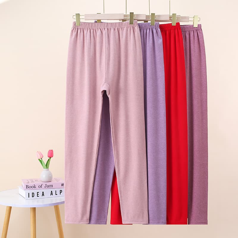 Women's Autumn/Winter Thermal Long Johns - Dermasoft Solid Color Warm Pants, Loose Fit Base Layer, Low-Rise Plus Size Lined Pants for Seniors