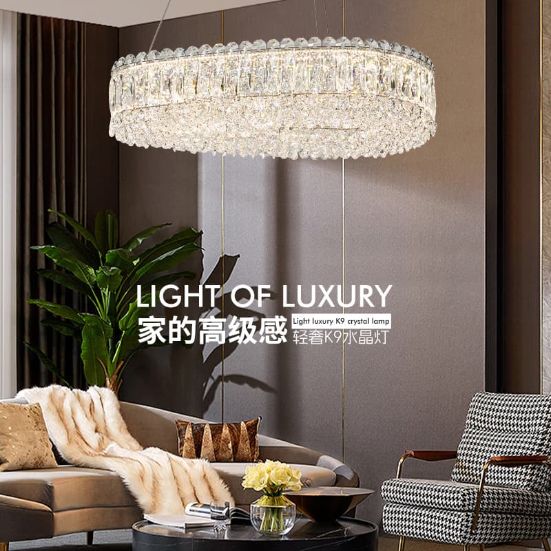 Light Luxury Living Room Chandelier Hall Dining Room Crystal Lamp High-End Apartment Room Lighting Advanced Smart Control