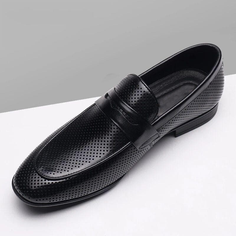 TikTok Hot Selling Summer Breathable Hollow Leather Shoes for Men, Fashionable Versatile Soft Sole Loafers, Business Casual Leather Shoes
