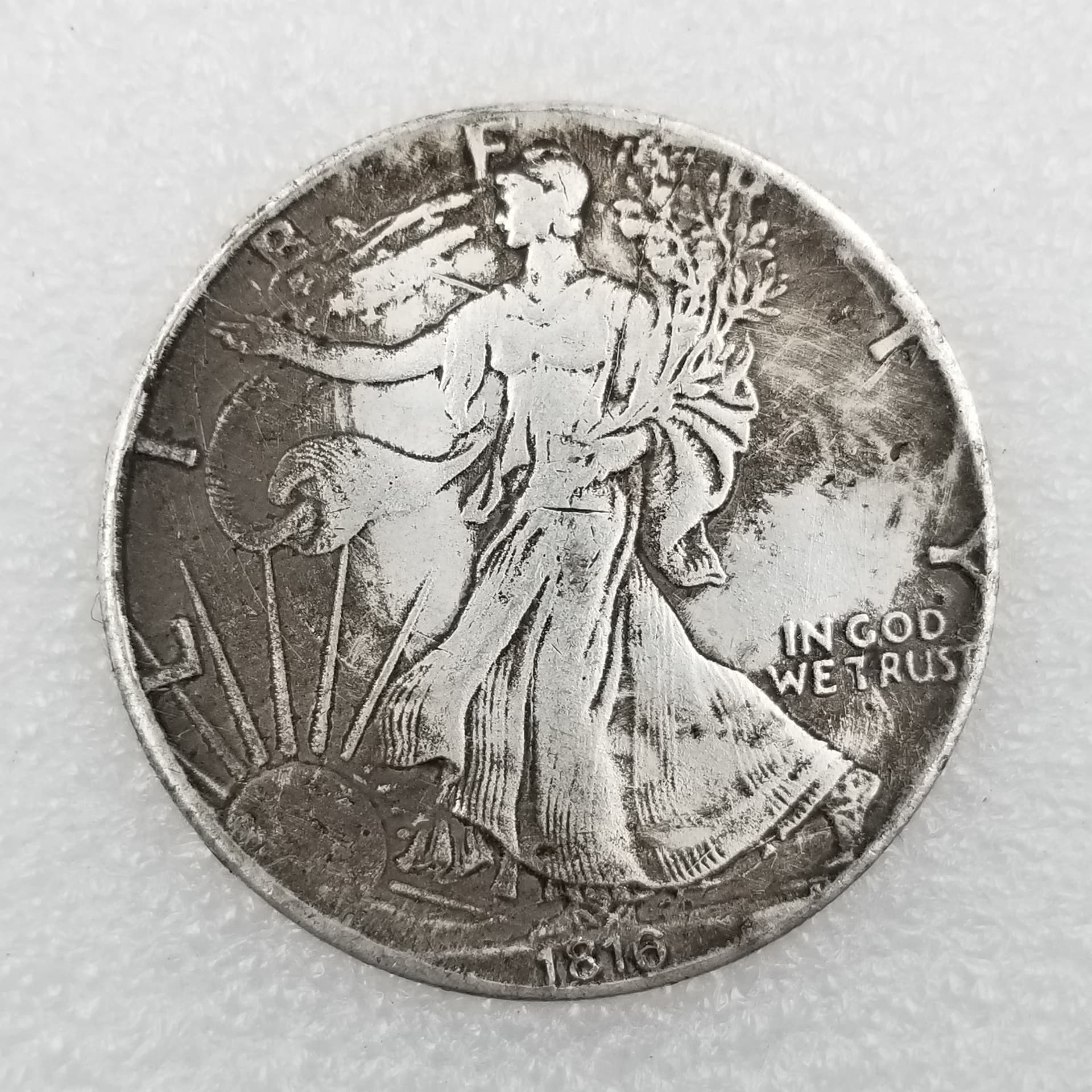 Antique crafts 1816 brass material American brass silver plated old silver dollar wholesale #096