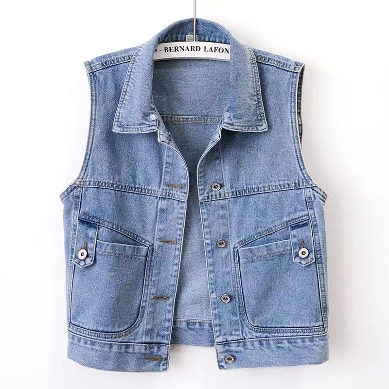 Vintage Denim Vest for Women 2026 Spring New Style Notched Lapel Single-Breasted Versatile Fashion Trendy Sleeveless Vest