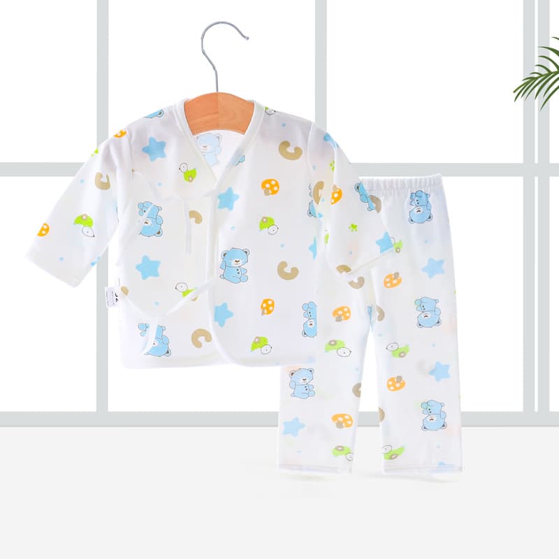 Newborn Baby Fetal Membrane Two-Piece Set with Tie Closure, Closed Crotch Baby Two-Piece Set, Amazon 821041