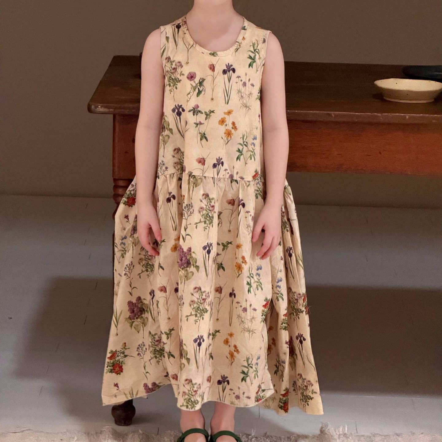 Jianzidan Korean children's clothing 2026 summer new girls skirt French printed cotton long skirt lazy dress