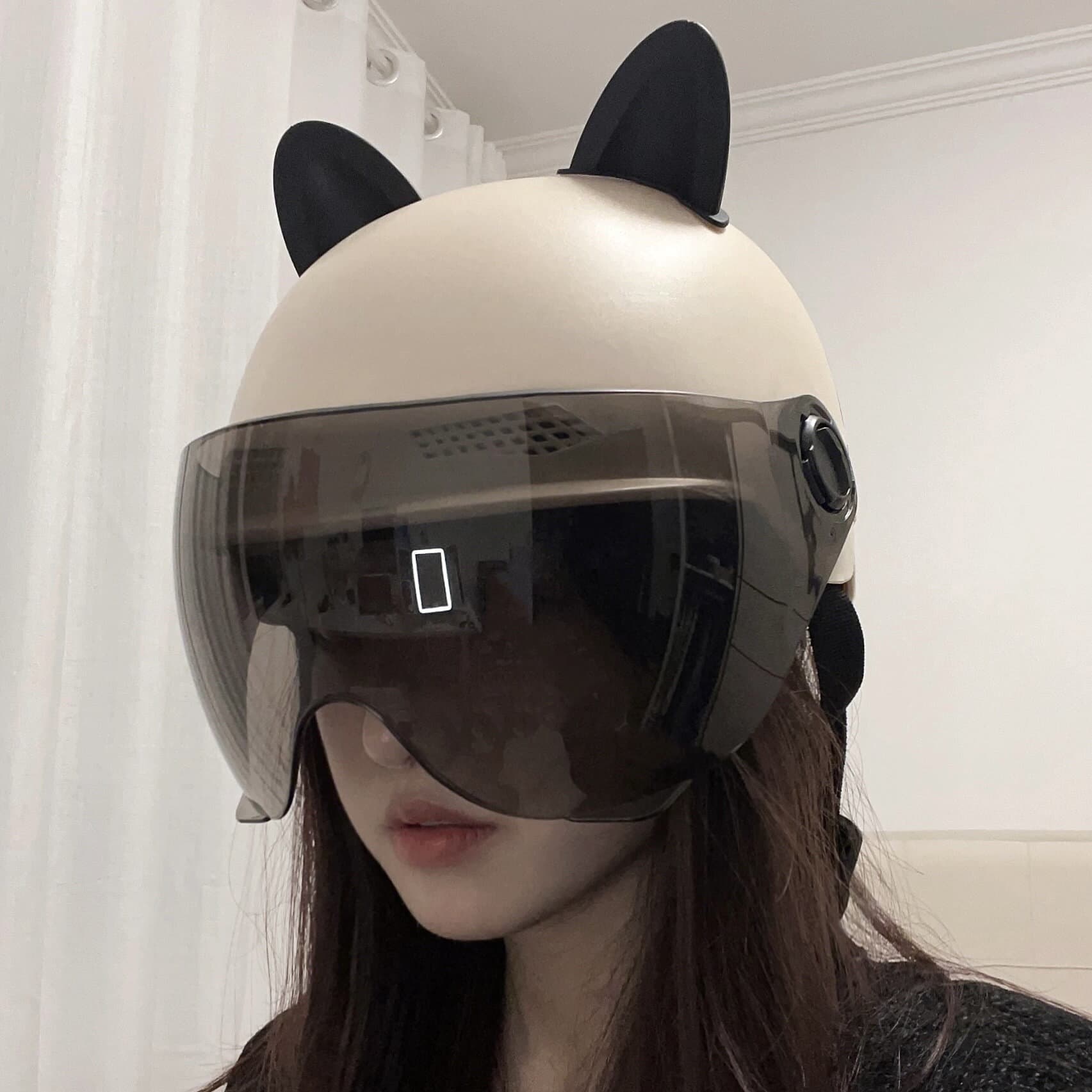 2025 New Cat Ear Electric Scooter Helmet 3C Certified Unisex Summer Riding Sun Protection Safety Cap All-Season Universal
