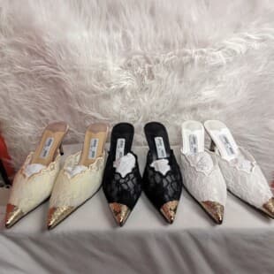 New 26JC Lace Pointed Toe High Heel Slippers Women's Summer New Thin Heel Fashion Outdoor Wear One-Strap Slippers Elegant Celebrity