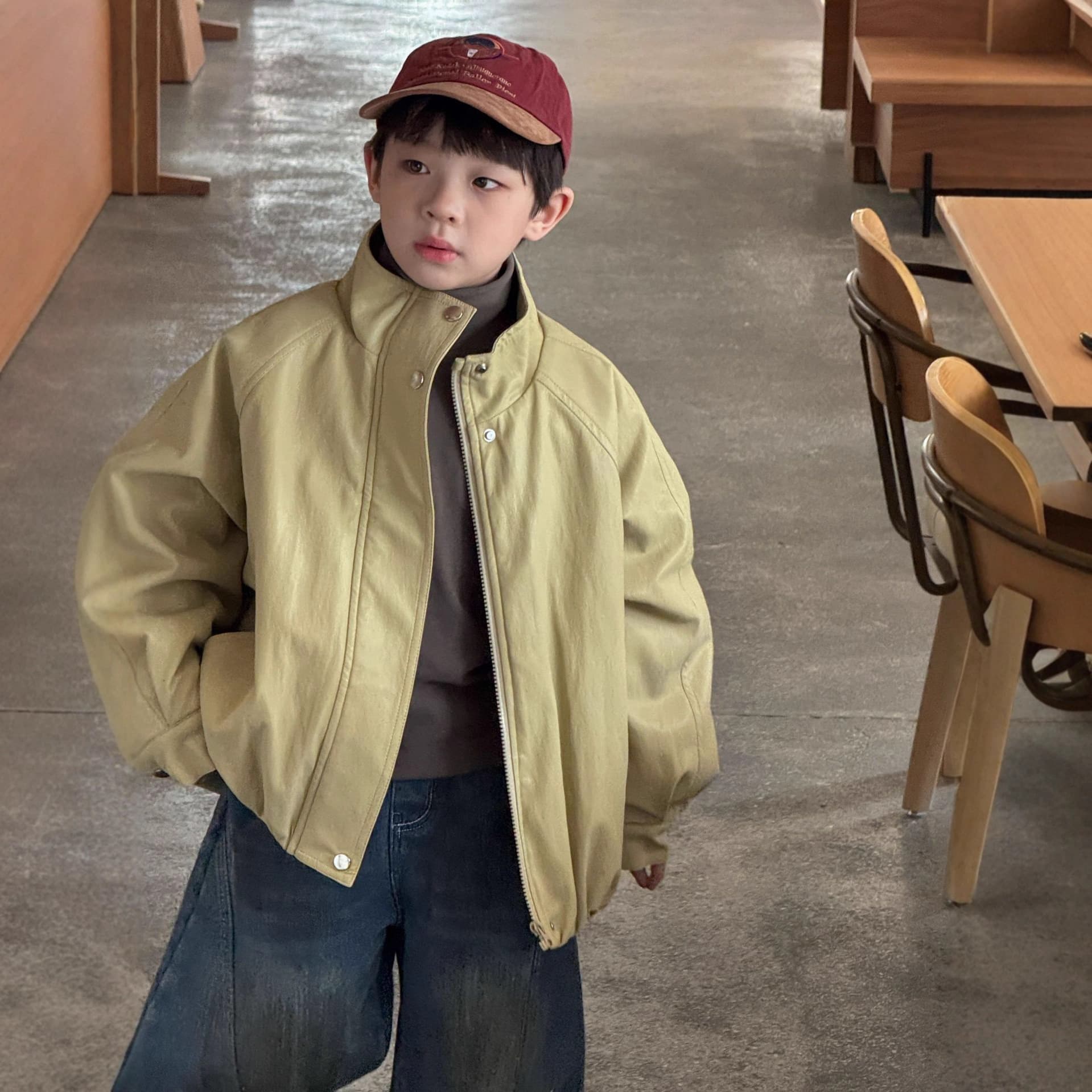 Lanyu 2025 Autumn/Winter New Korean Kids' Clothing, Small to Medium Boys' Thickened Quilted Retro PU Leather Jacket Coat