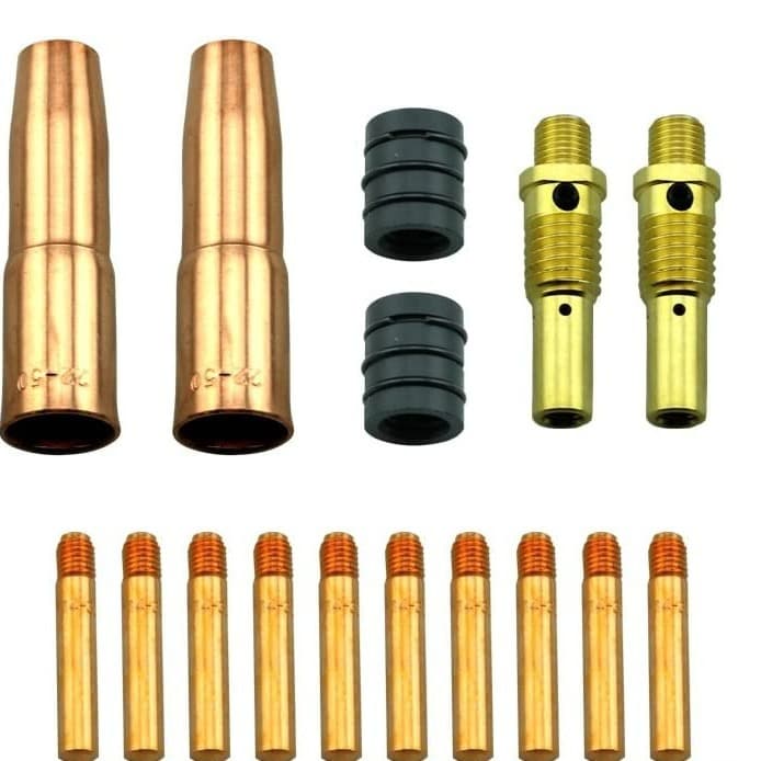 TWC gas welding accessories 16-piece set, 22-50 nozzle, 52 diffuser, 14-35 contact tip