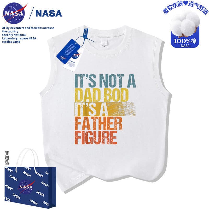 NASA Kids Vest T-Shirt Abstract Frog Tire Foreign Shan Hai Jing Pure Cotton Round Neck Base Layer Top for Older Children