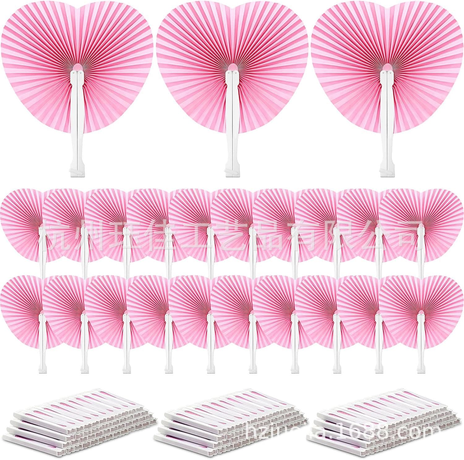 Cross-border Exclusive White Heart Paper Fan for Weddings in Europe and America, White Paper Folding Fan