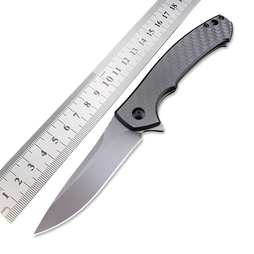 Zero Tolerance Carbon Fiber Handle Bearing Folding Knife CNC Made Pocket Knife Durable 440C Stainless Steel Blade