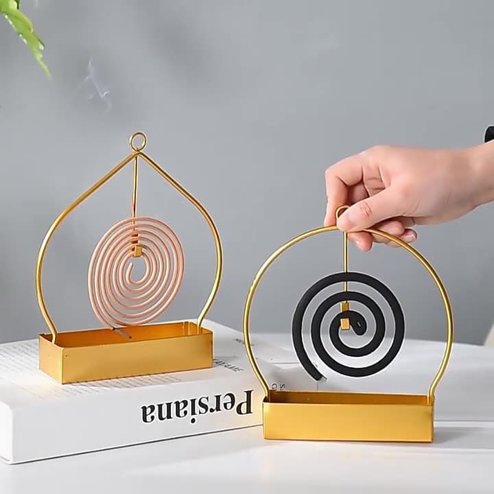 Creative Simple Iron Hanging Mosquito Coil Holder for Home Bedroom, Tray, Incense Burner, Sandalwood Ash Tray Stand