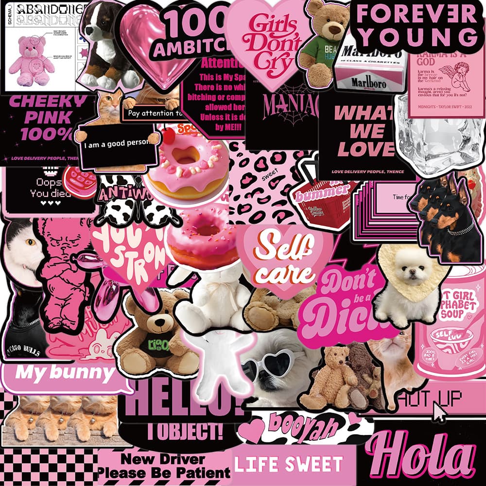 55pcs European and American Blackpink English Graffiti Stickers, Personalized Decals for Guitar, Notebook, Luggage DIY Waterproof Cross-border