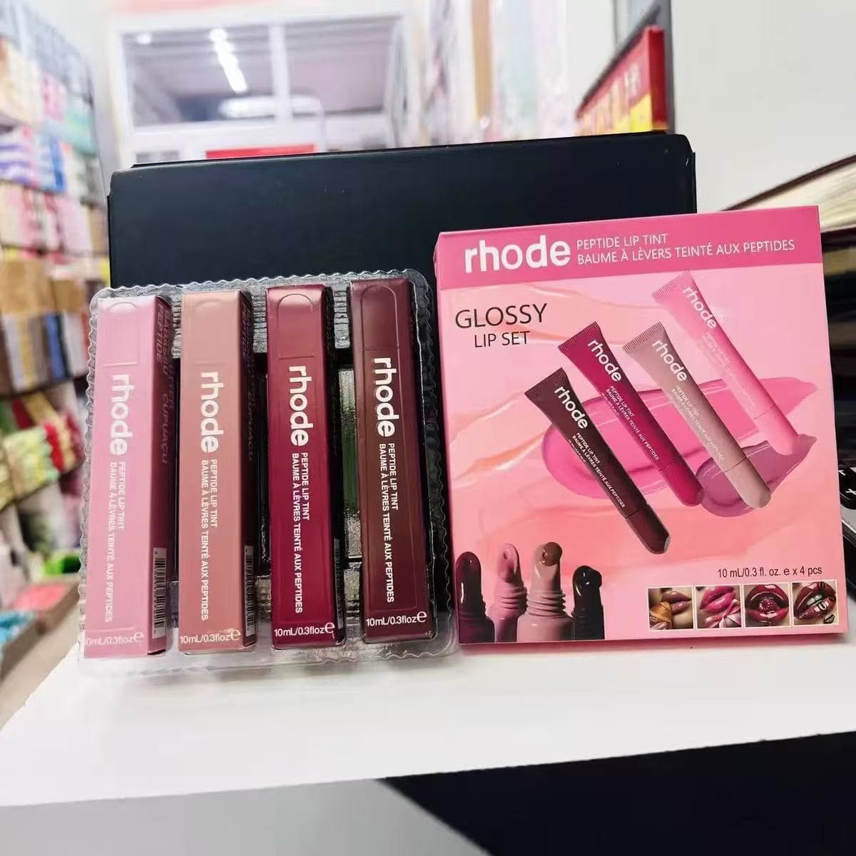 Cross-border new product Rhode Hailey's same 4-color lip glaze boxed color Hailey lip balm lipstick set lip gloss