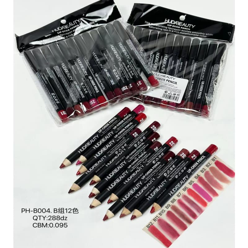 Cross-border Beauty HUDA BEAUTY Lip Pencil Matte 12 Colors Waterproof Lip Liner Multiple Shades Set