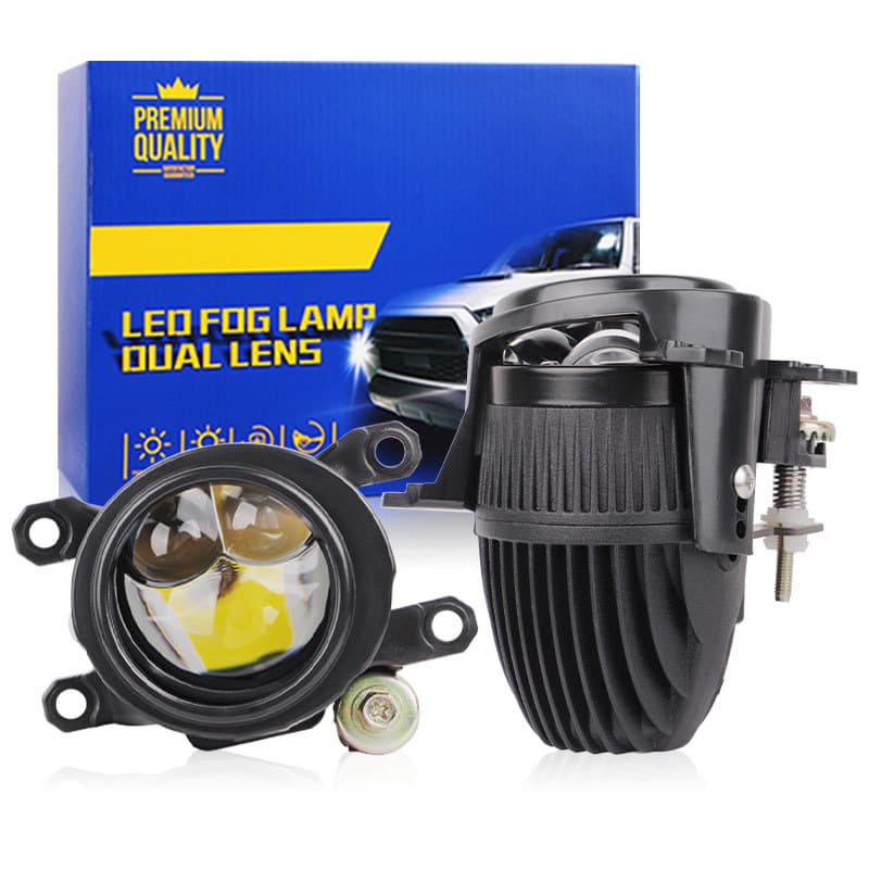 Dual Direct-Beam Fog Lights, Dual-Light Lens Car LED Front Fog Lights 2-Inch Far and Near Integrated Laser Headlights for Cross-Border Supply