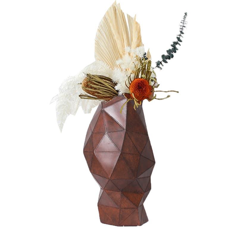 Song style medieval geometric imitation leather resin art vase desktop ornaments living room bedroom porch home decorations