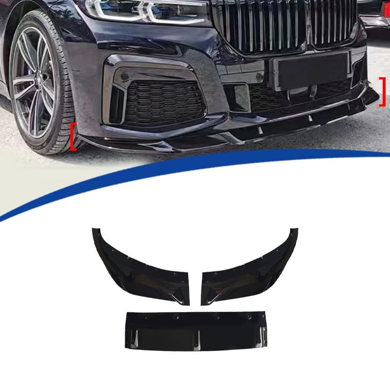 Suitable for BMW 19-22 7 Series G12 MP model front lip gloss black ABS material 3-stage