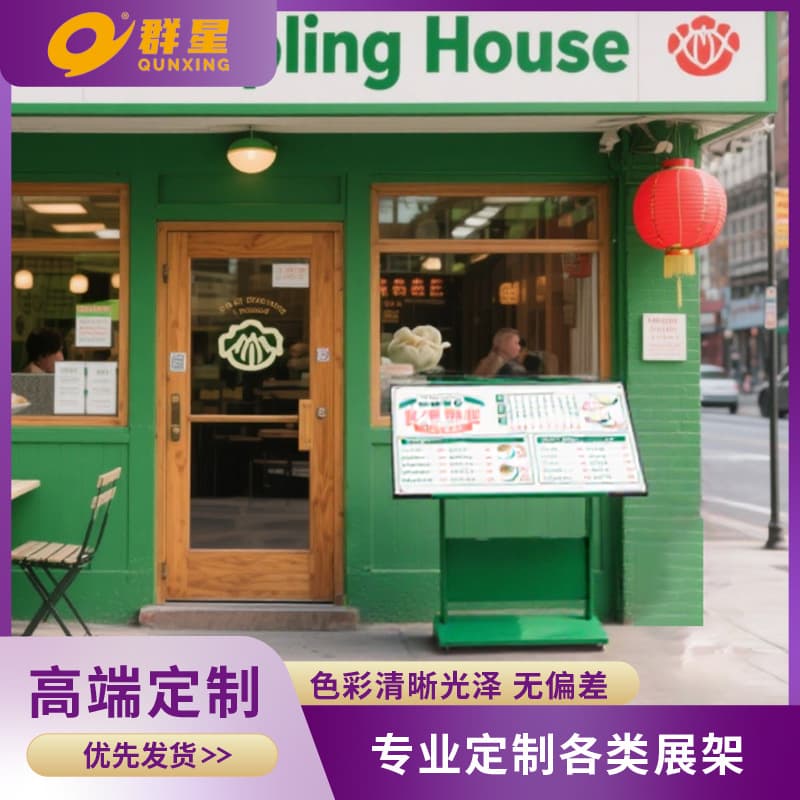 Metal LED vertical beveled movable catering menu ordering plate floor-standing luminous single product menu display stand
