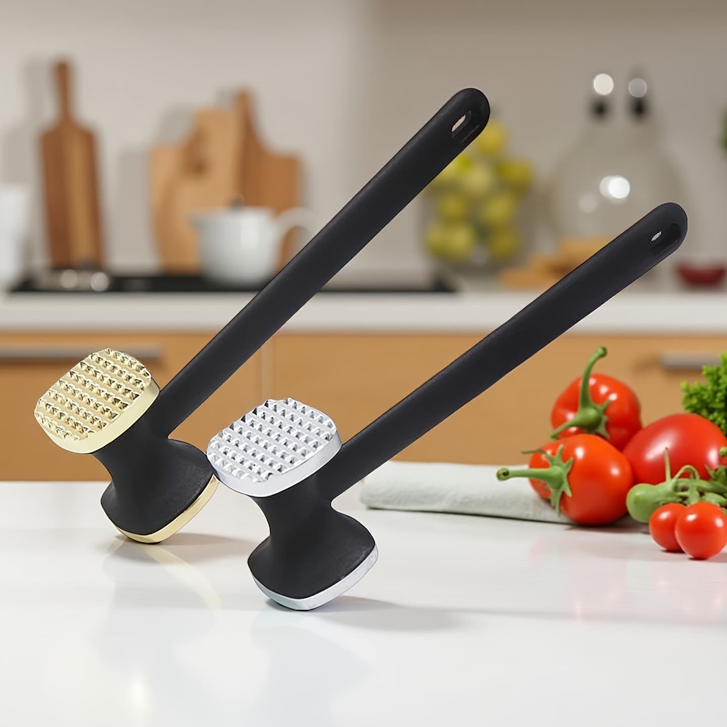 Zinc Alloy Meat Tenderizer Hammer Square Double-Sided Mallet Garlic Crusher Kitchen Tool Steak Tenderizer Durable Meat Softener