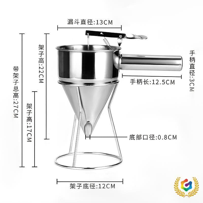 ✅Stainless Steel Octopus Boy Funnel Commercial Use with Frame Tool Accessories for Liquid Cake Batter Cone Feeding