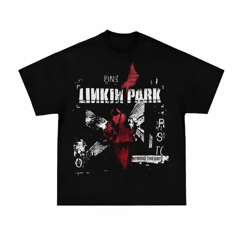 Cotton T-Shirt Summer Fashion Linkin Park USA Retro Digital Print Heavy Cotton Loose Fit