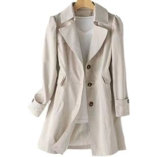 Trench Coat for Women 2026 Spring Autumn New Slim Fit Korean Double-Breasted Mid-Length Outerwear for Petite