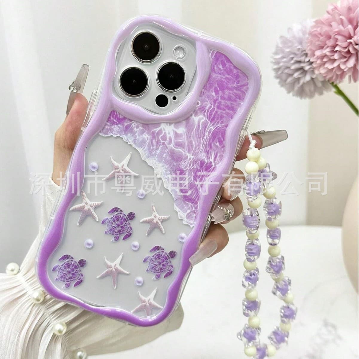Purple Ocean Starfish Phone Case for 17PM, Bracelet 16 Plus Cream Pattern 15 Simple 14/13/12 Transparent 11