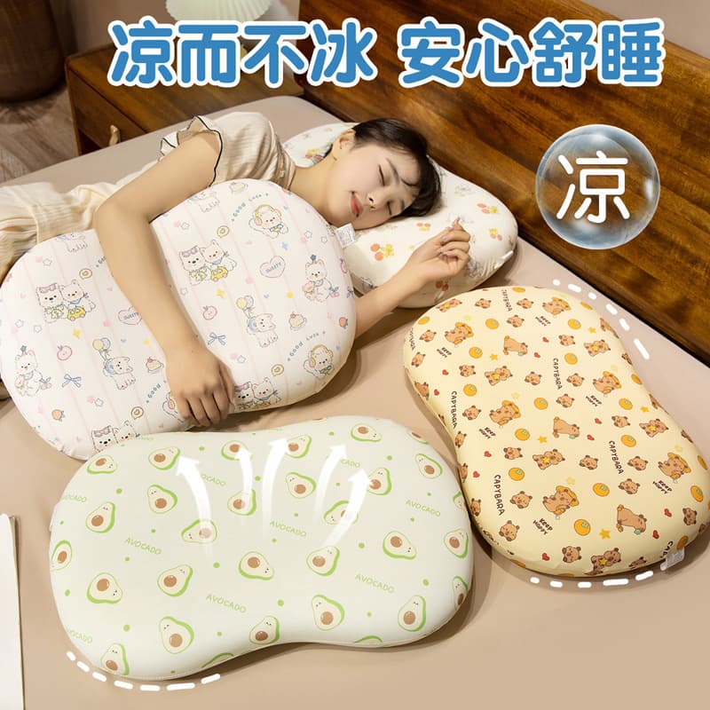 Cartoon Cute Ice Silk Cat Belly Pillow Slow Rebound Memory Foam Sleep Aid Office Nap Pillow Cushion Summer