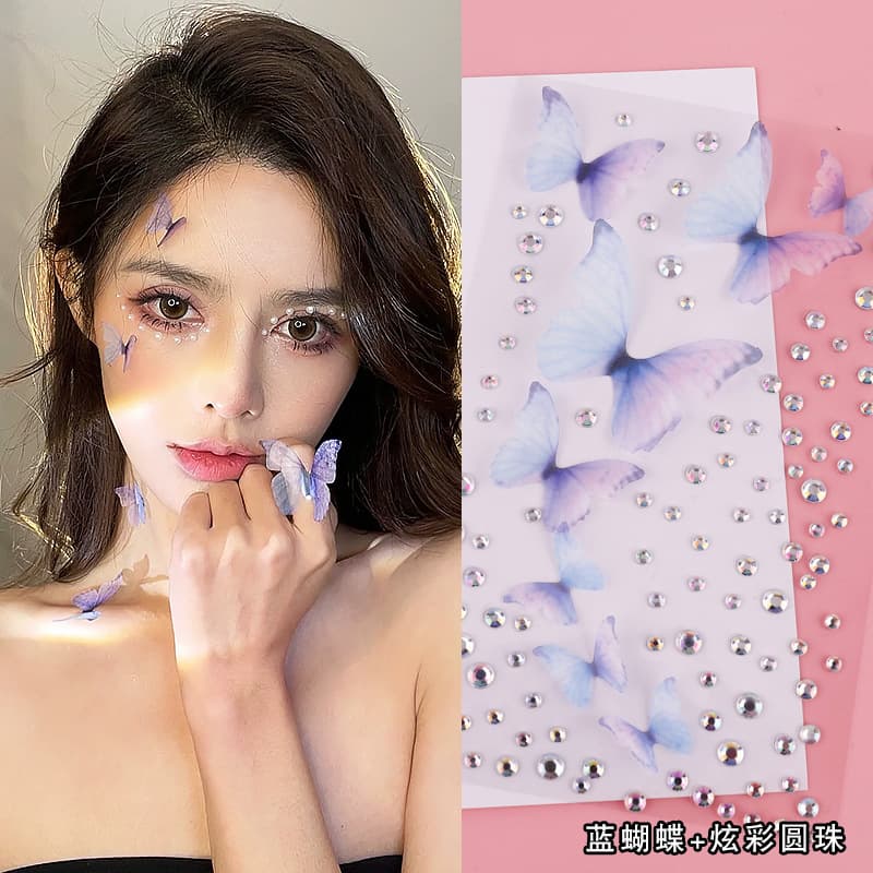 Children's Stage Makeup Face Stickers, Facial Decoration Eye Makeup Glitter, Rhinestones, Crushed Diamond Tear Stickers, Student Performance, Festival, Bridal Makeup