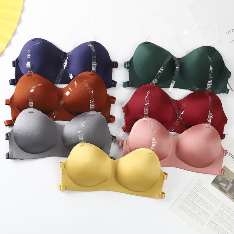 Korean Style Wire-Free Invisible Straps Off-Shoulder Sponge Padded Cross Back One-Word Wrap Bandeau Bra Teen Underwear