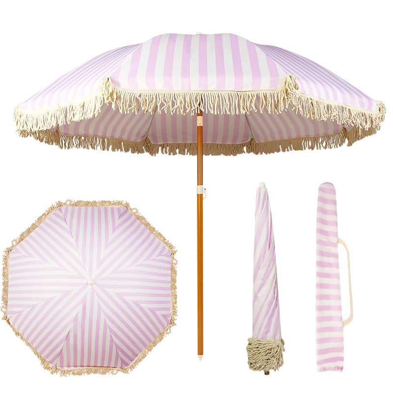 Outdoor Leisure Swivel Beach Umbrella with Tassels, Sun Shade for Patio and Camping, High Aesthetics Multi-scene Large Sun Umbrella